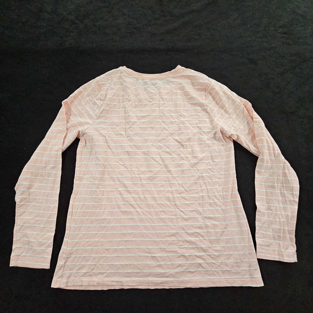 Time & Tru Orange Striped Long Sleeve Cotton Blend T-Shirt Women's L